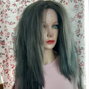 Gray wig layered EMO Wig gothic, wig  human hair mix